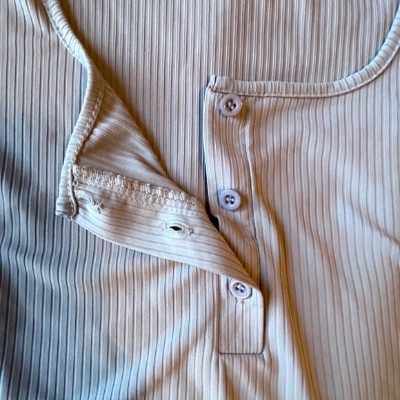 SHEIN Gray Ribbed Long Sleeve Button Bodysuit - Picture 2 of 3